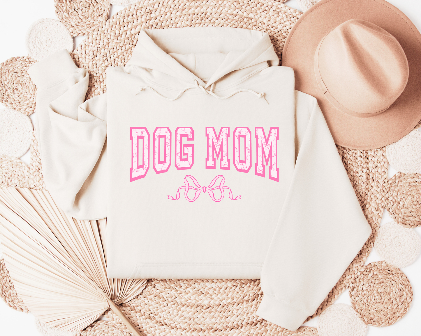 Dog Mom Floral Pink Hoodie – Cream