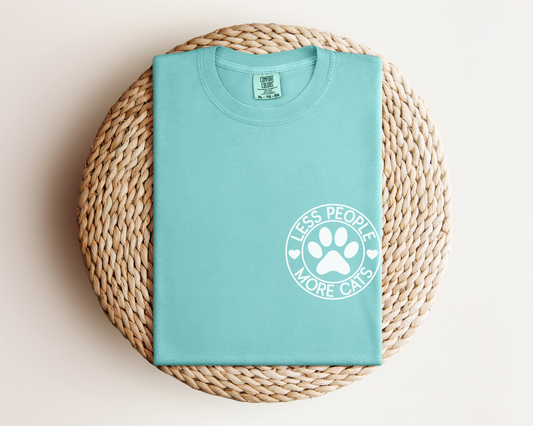 Less People More Cats T-Shirt, Chalky Mint