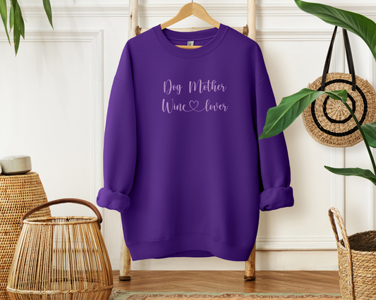 Dog Mother Wine Lover Sweatshirt, Purple