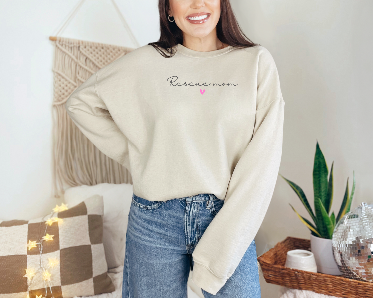 Rescue Mom (Heart) Sweatshirt, Sand