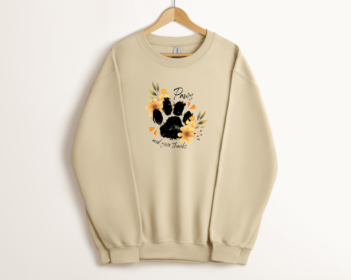Paws and Give Thanks Sweatshirt | Sand