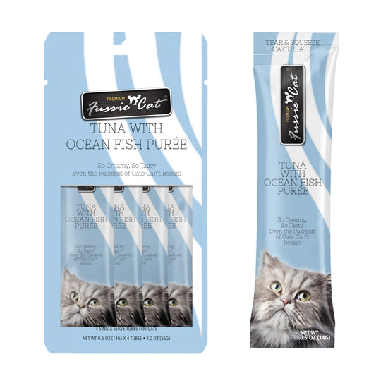 Fussie Cat Tuna with Ocean Fish Puree Lickable Cat Treats (0.5oz *4pk)
