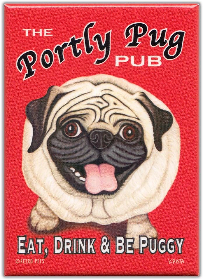 Dog Magnet - Pug "The Portly Pug Pub"