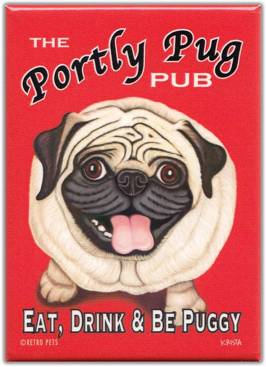 Dog Magnet - Pug "The Portly Pug Pub"