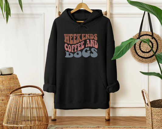 Weekends, Coffee And Dogs Hoodie, Black