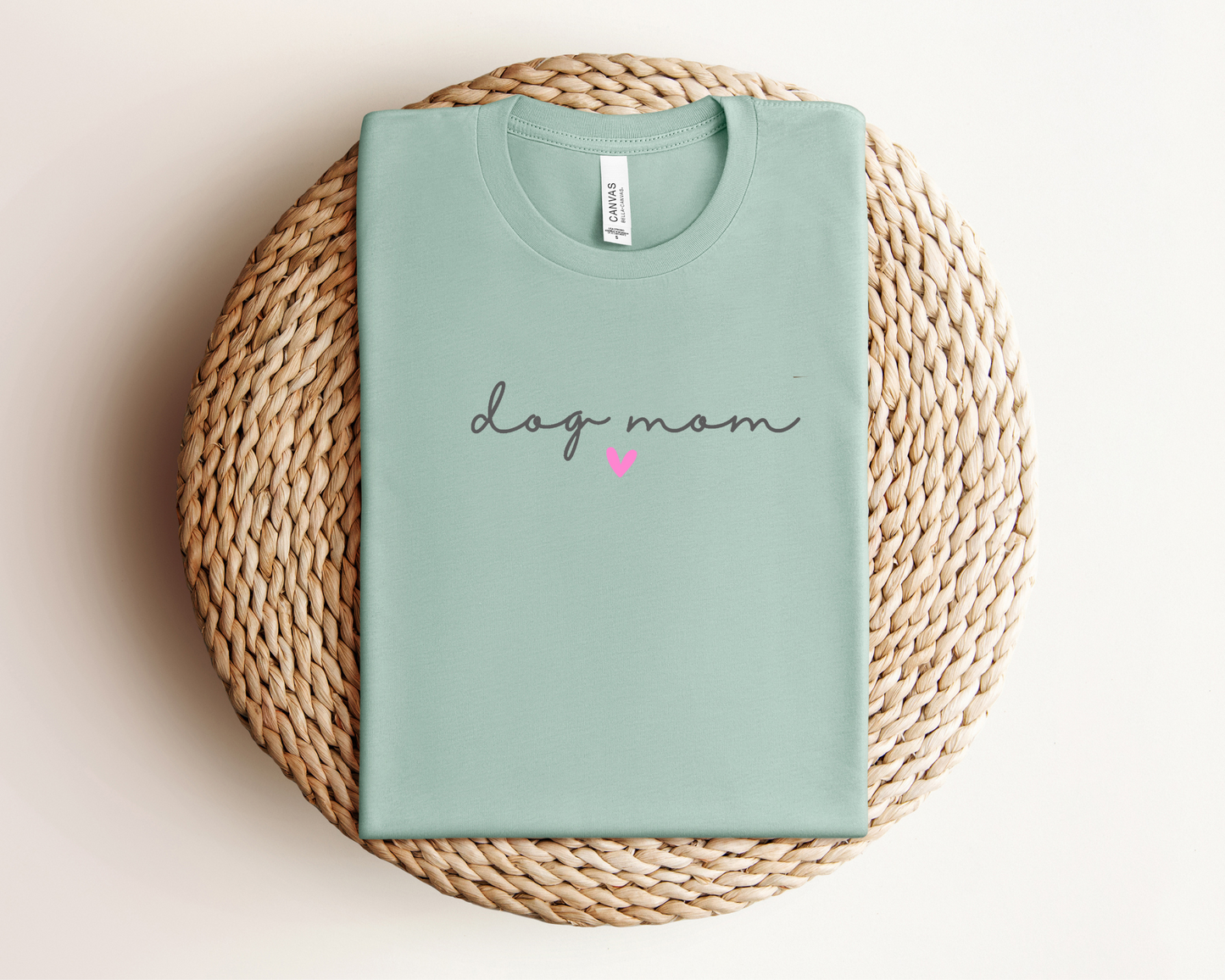 Dog Mom (Heart) Tee, Dusty Blue