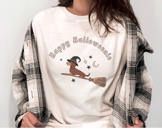 Happy Halloweenie Crewneck T-shirt, Ivory