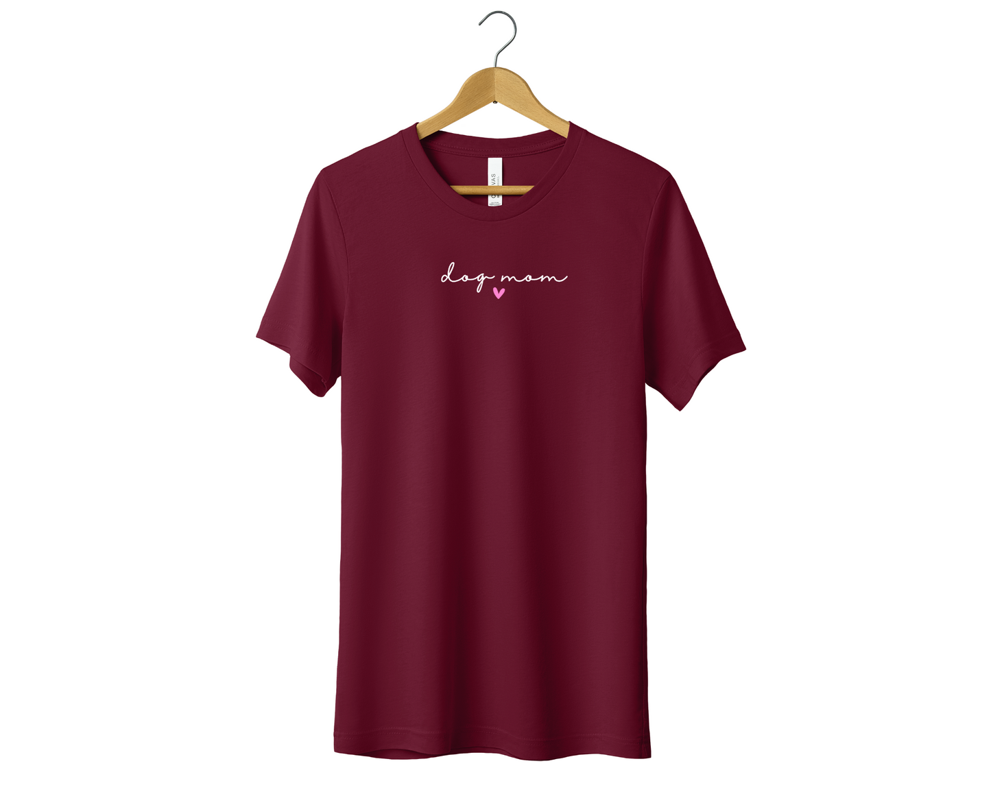 Dog Mom (Heart) Tee, Maroon