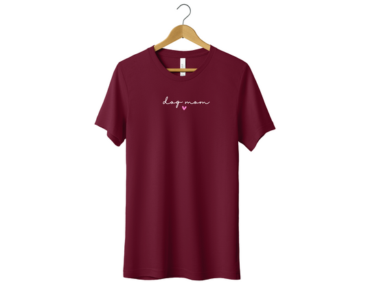 Dog Mom (Heart) T-shirt, Maroon