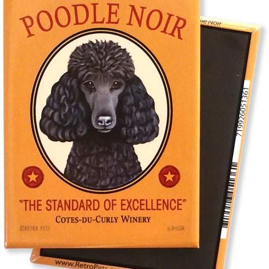 Dog Magnet - Poodle, Black  "Poodle Noir"