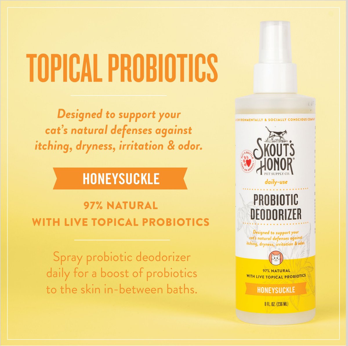Skout's Honor Probiotic Cat Deodorizer - Honeysuckle (8oz)