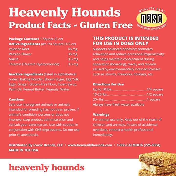 Heavenly Hounds Peanut Butter Flavored Relaxation Square
