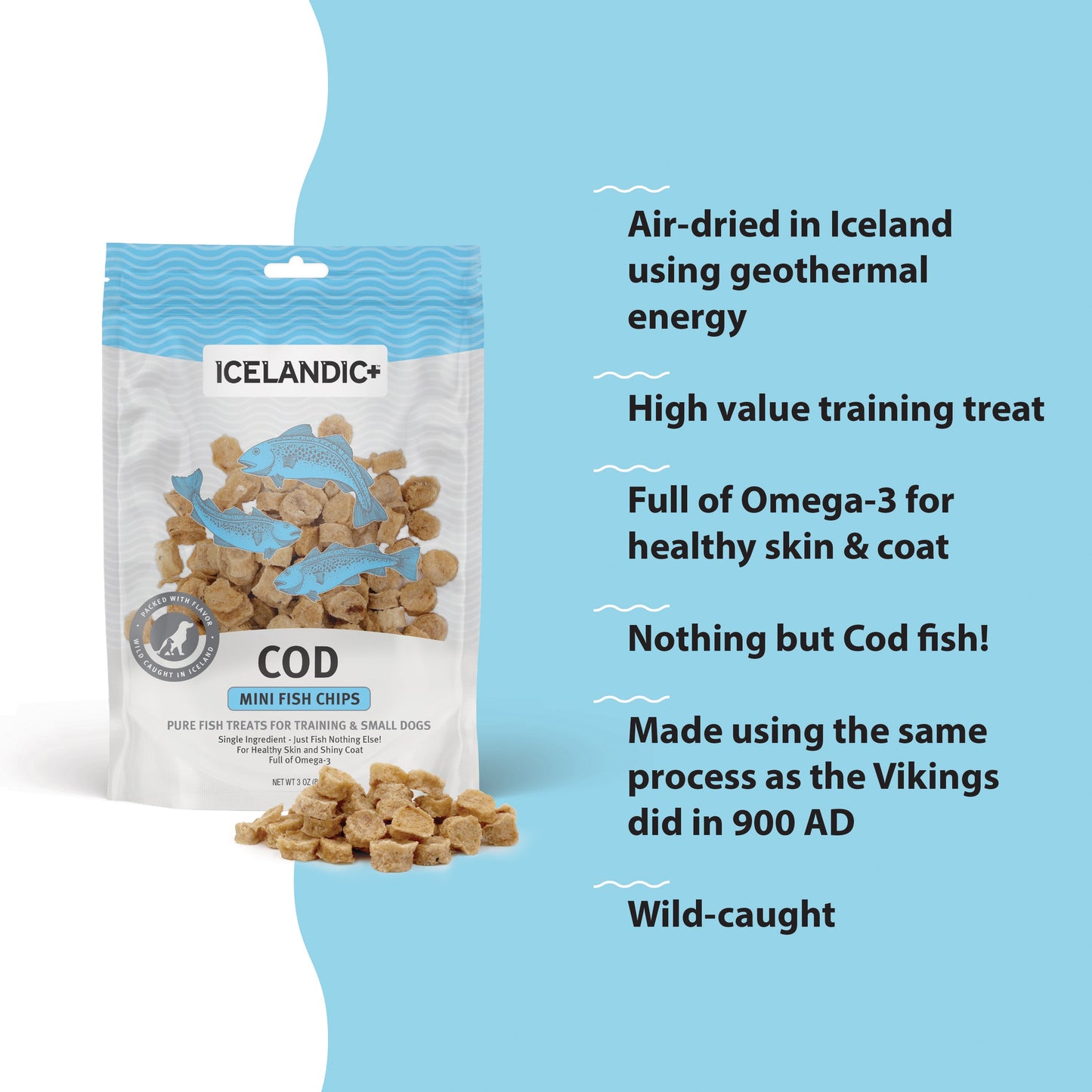 Icelandic+ Cod Chips Dog Treat Mini 2.5oz