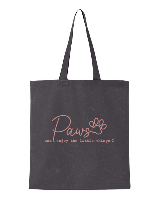 Paws and enjoy the little things Cotton Tote, Charcoal / Rose Gold