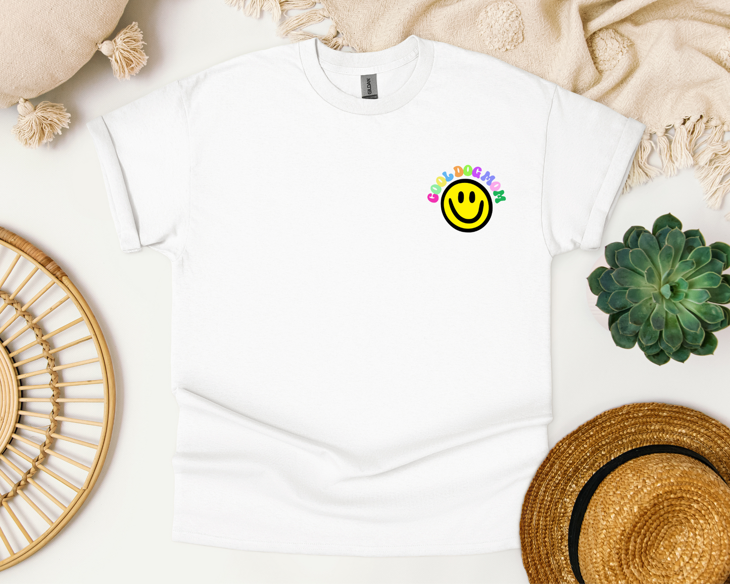 Cool Dog Mom Smile Cotton Tee, White