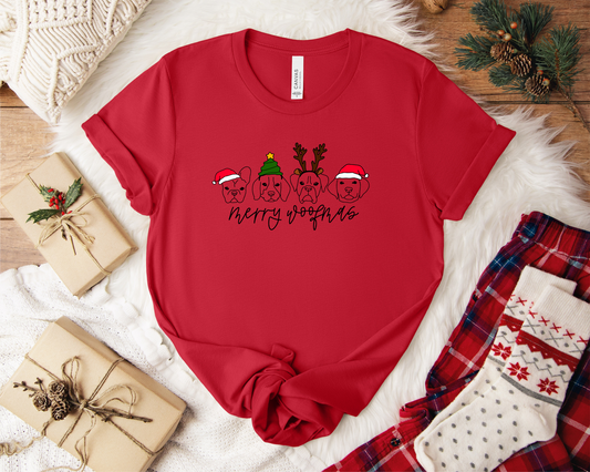 Merry Woofmas T-shirt, Red
