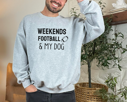 Weekends, Football & My Dog Sweatshirt, Sport Grey