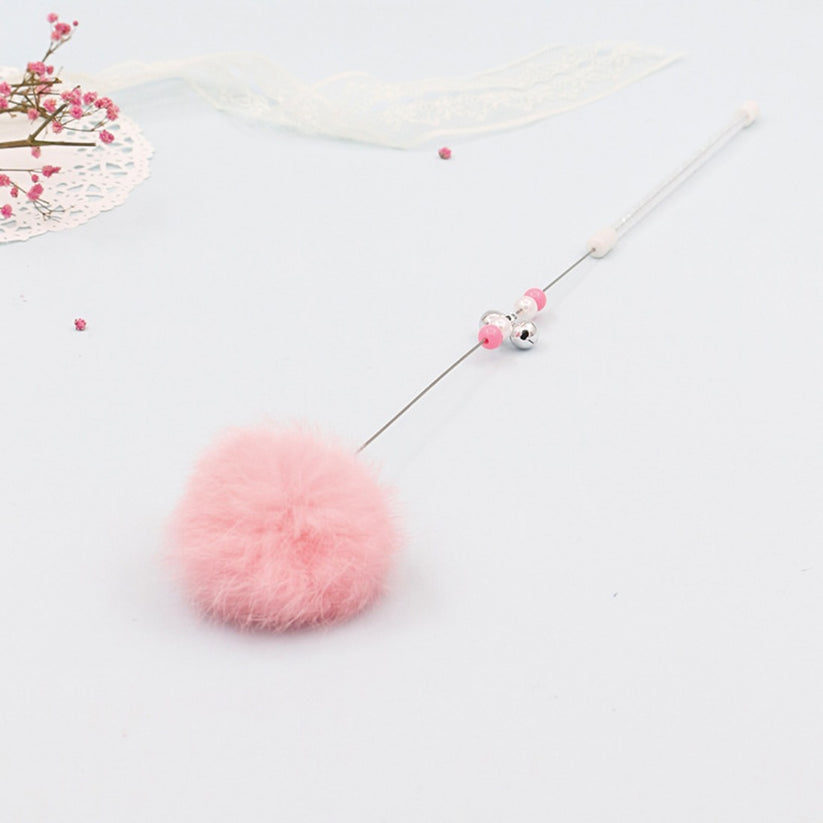 Colorful Pom-Pom Cat Teaser Wand, Pink