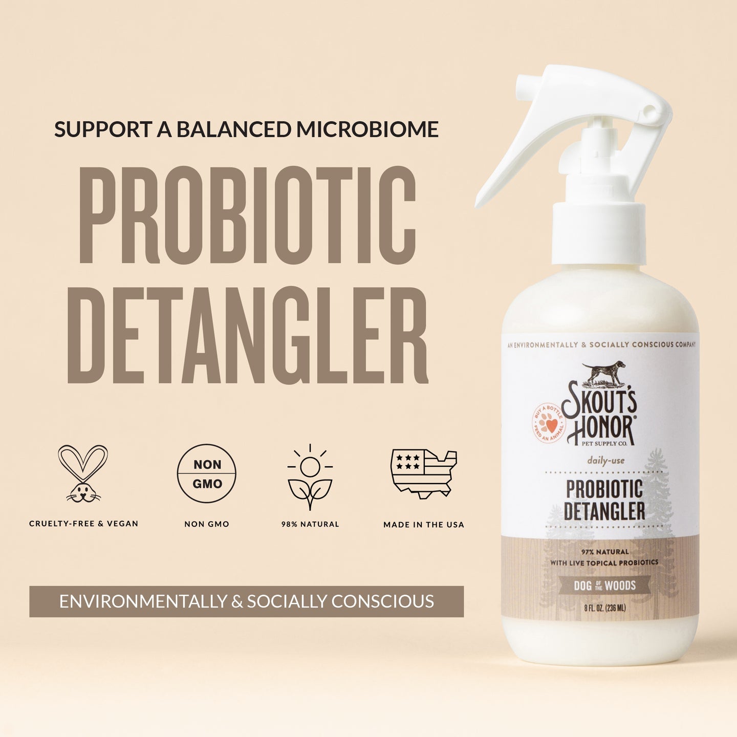 Skout's Honor Probiotic Detangler - Dog of the Woods (Sandalwood & Vanilla) 8oz