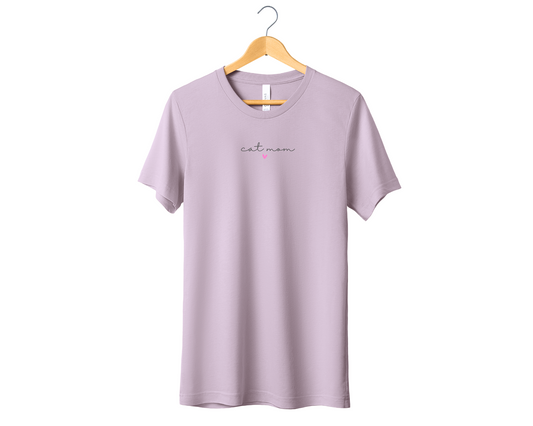 Cat Mom (Heart) T-shirt, Pink Gravel