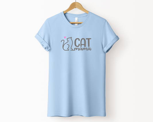 Cat Mama T-shirt, Baby Blue