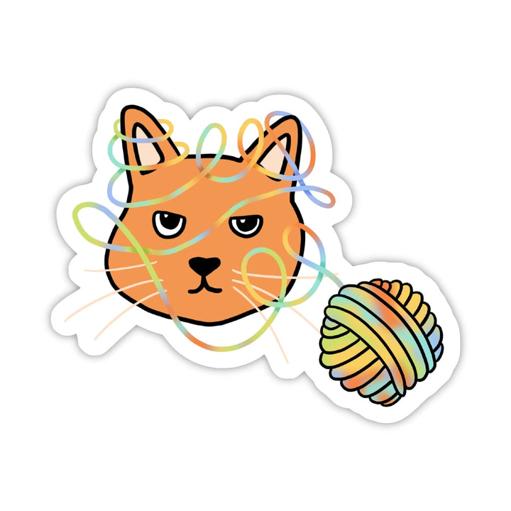 Cat Sticker - Cat In Tangled Yarn Crochet