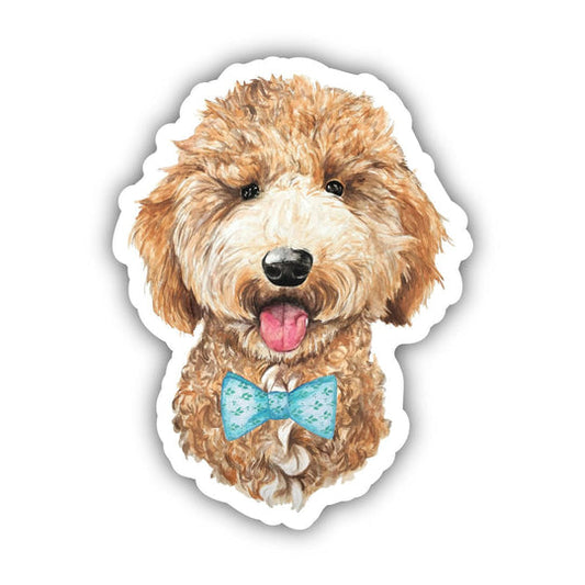 Dog Sticker - Goldendoodle With Bow Tie