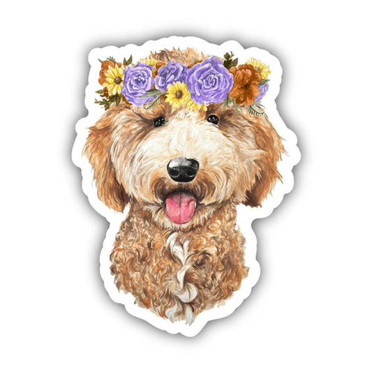 Dog Sticker - Goldendoodle With Flower Crown