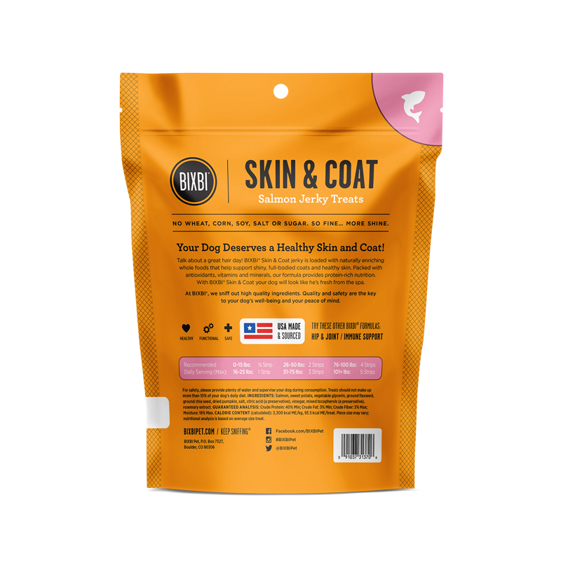 Bixbi Skin & Coat Jerky Treats - Salmon 5oz