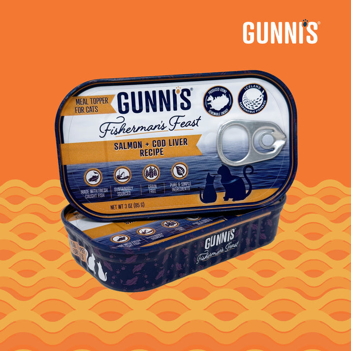 Gunni's Salmon & Cod Liver recipe food topper for Cats 3oz