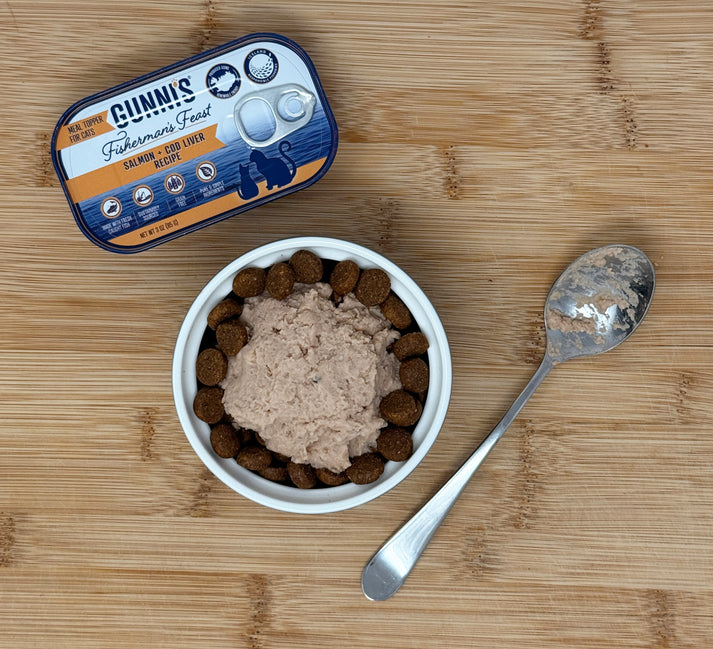 Gunni's Salmon & Cod Liver recipe food topper for Cats 3oz