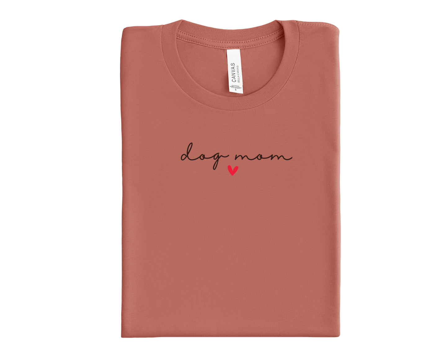 Dog Mom Heart Crewneck Tee, Clay