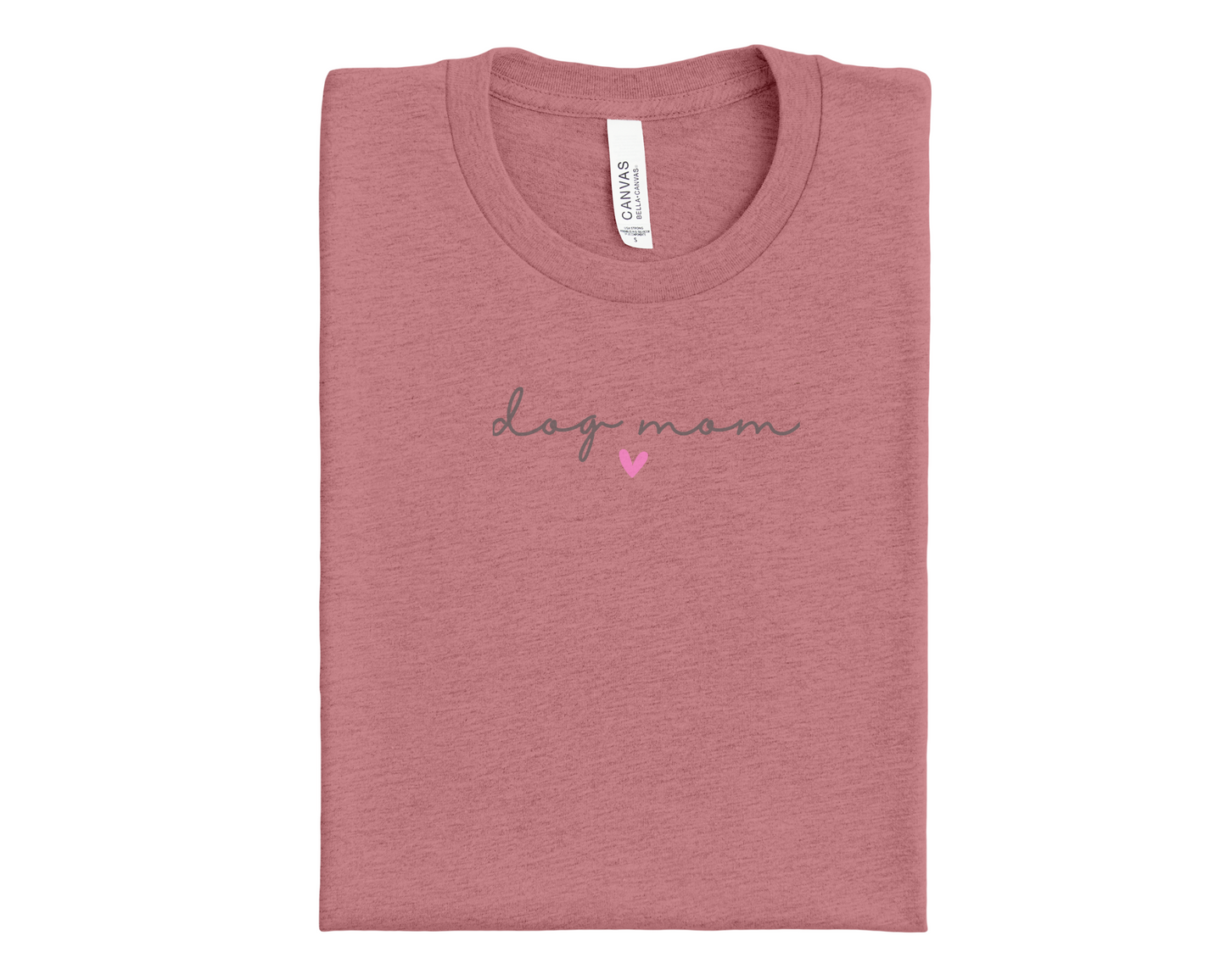 Dog Mom (Heart) Tee, Heather Mauve