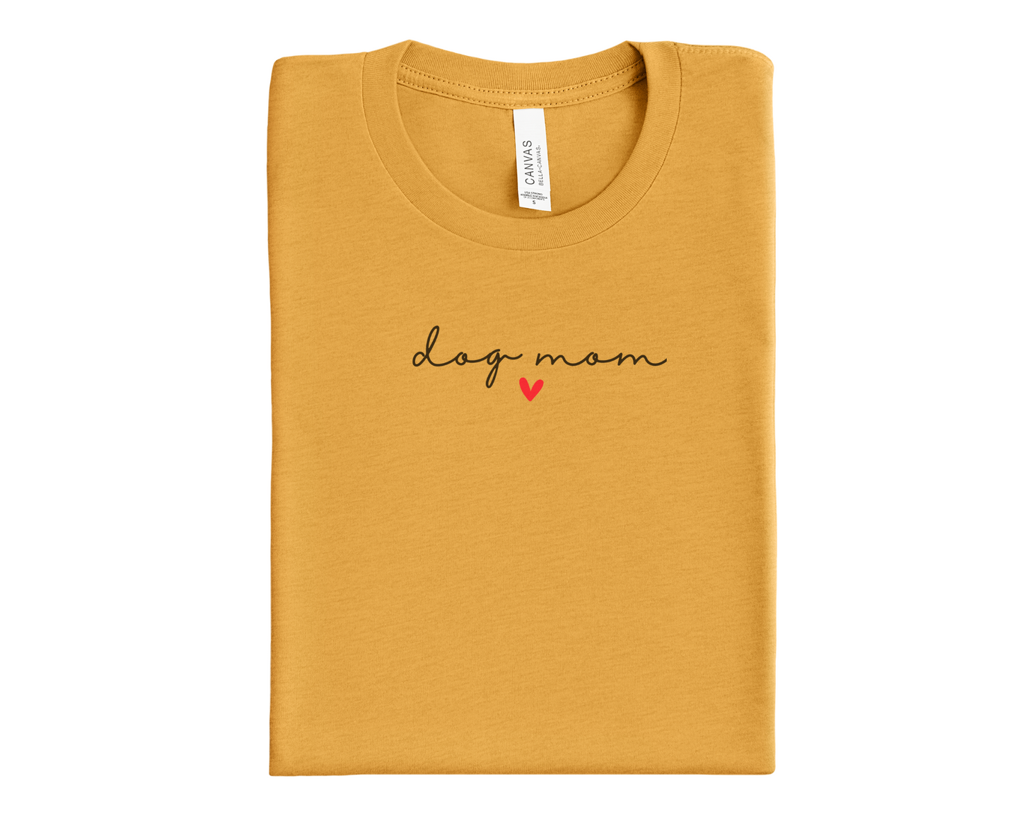 Dog Mom Heart Crewneck Tee, Mustard