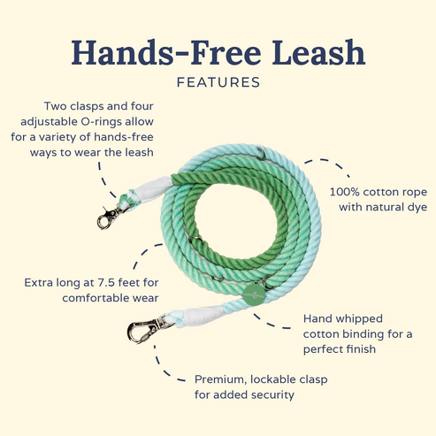 Hands-Free Rope Leash - Spring Green