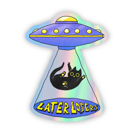 Cat Sticker - Later Losers, Cat UFO Holographic Sticker