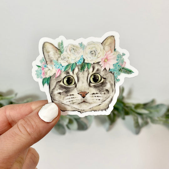 Cat Sticker - Cat with Flower Crown