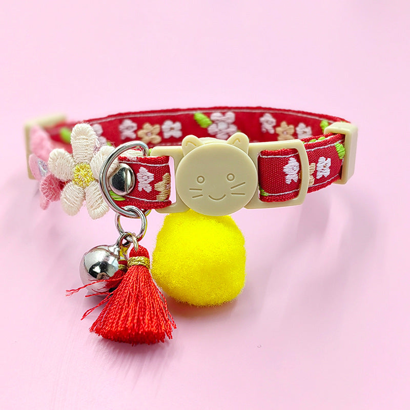 Adjustable Cat Collar Flower , Red