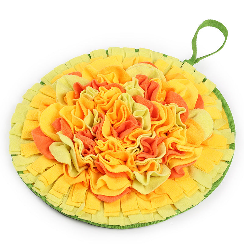 Dog Snuffle Mat - Round Pet Snuffle Mat, Yellow
