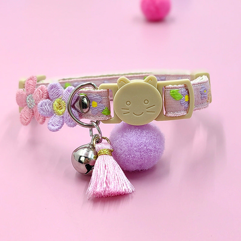 Adjustable Cat Collar Flower , Pink