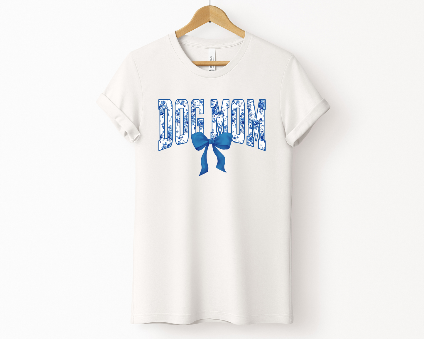 Dog Mom Floral Blue Tee | Vintage White