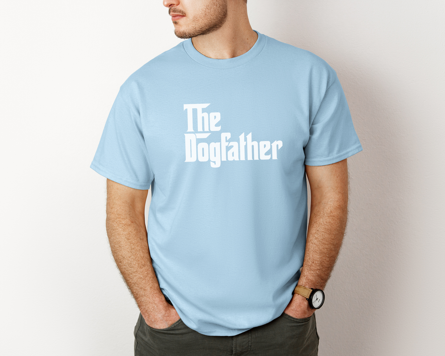 The DogFather Tee | Light Blue / White