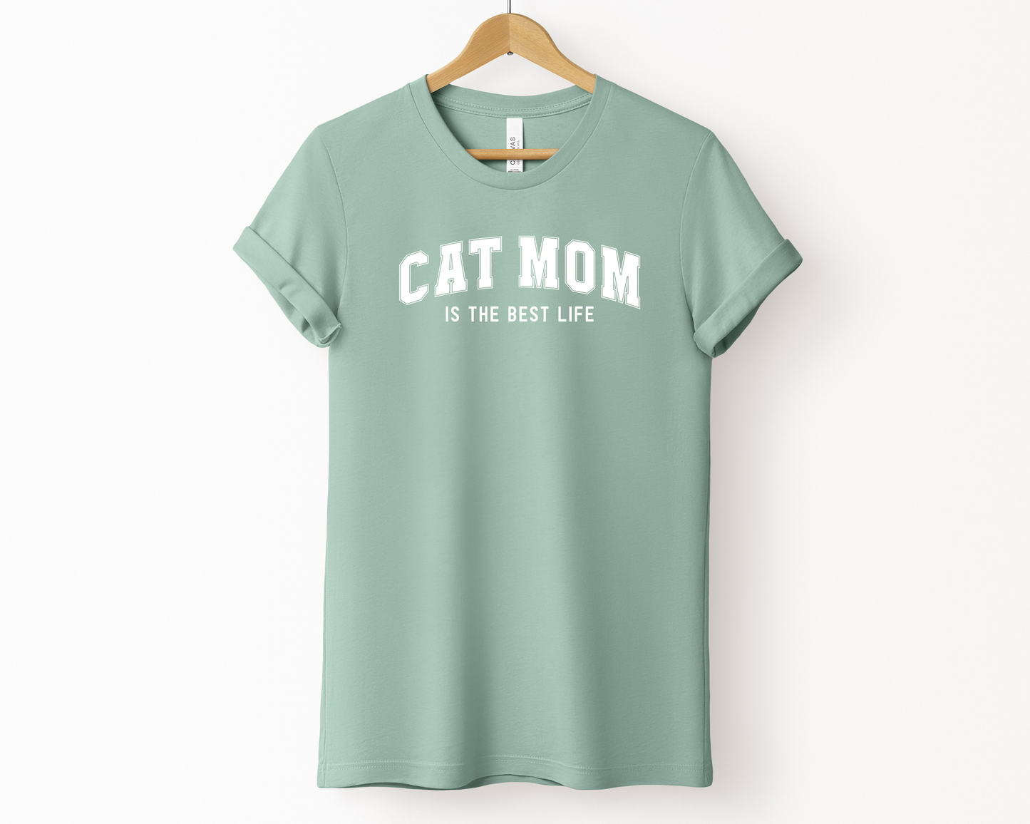 Cat Mom Varsity Graphic Tee | Dusty Blue