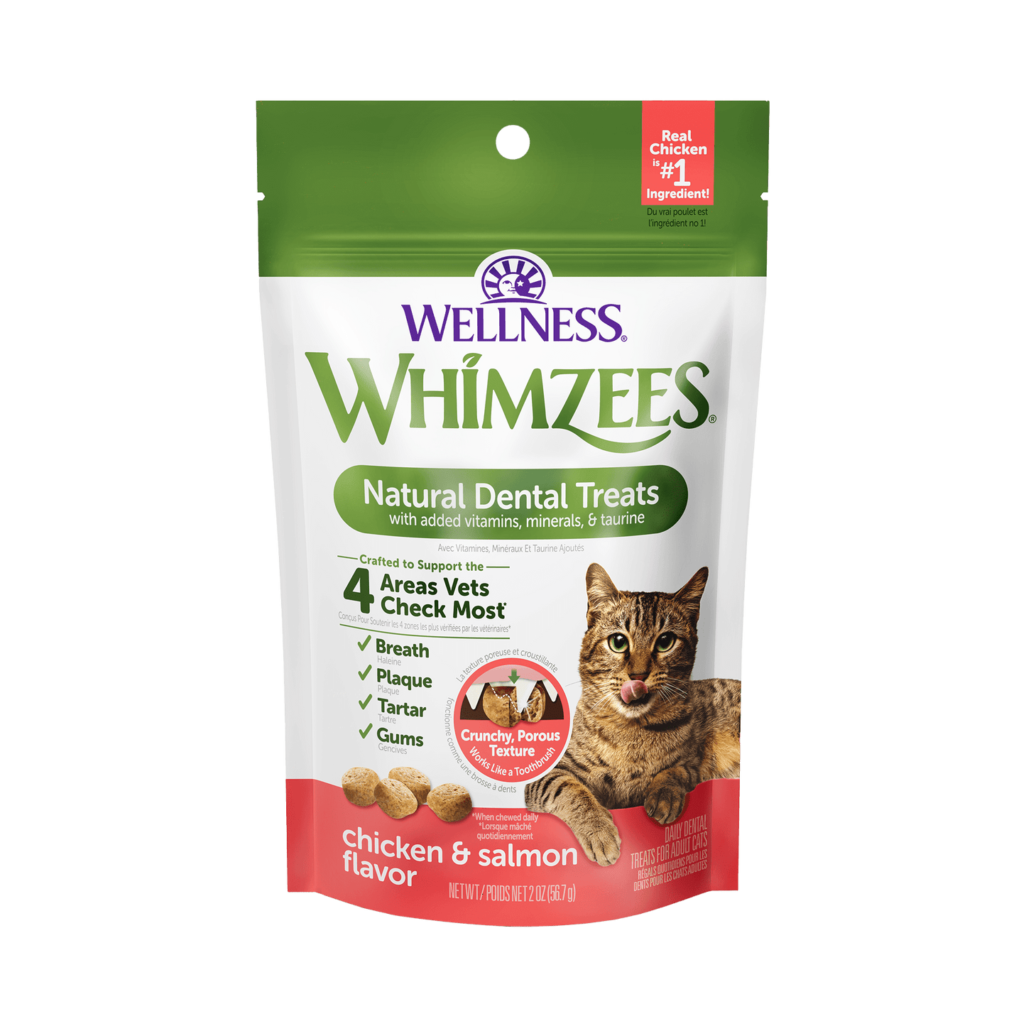 WHIMZEES Natural Cat Dental Treats, Chicken & Salmon 2oz