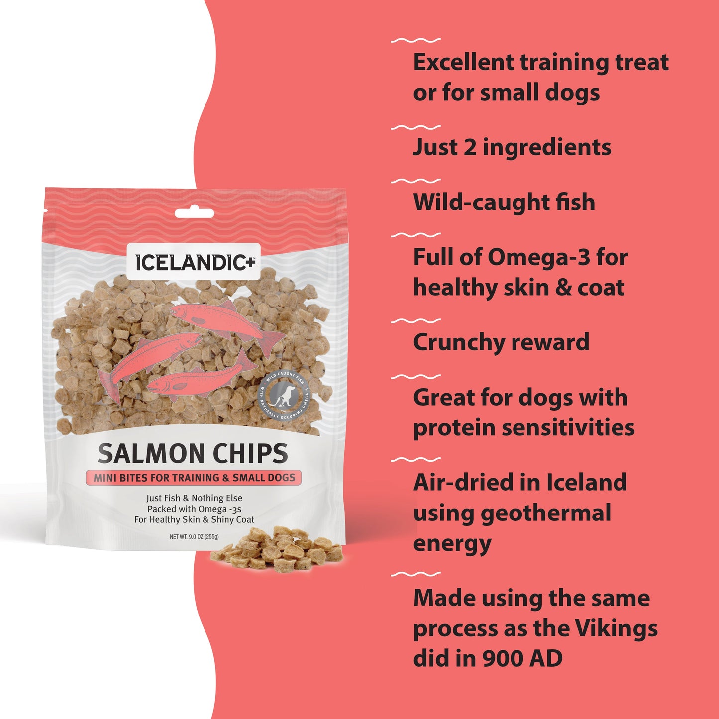 Icelandic+ Salmon Fish Chips Dog Treat Mini 2.5oz