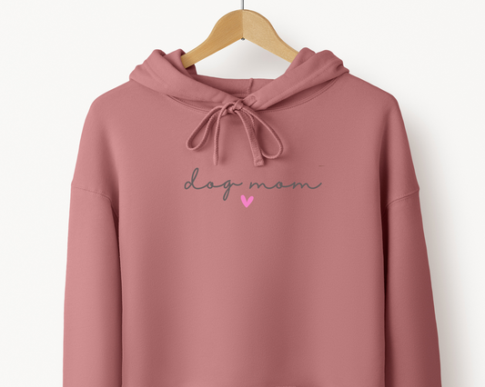 Dog Mom (Heart) Hoodie, Mauve