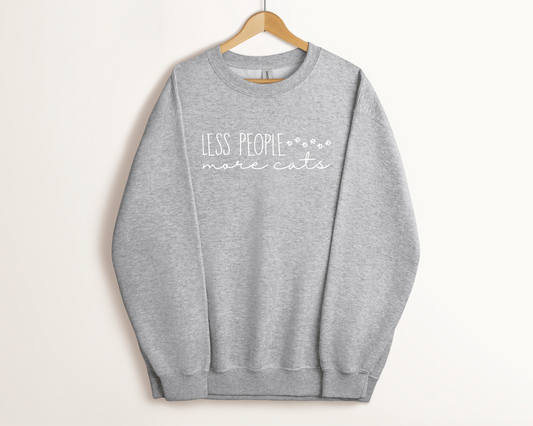 Less People More Cats Sweatshirt, Sport Grey