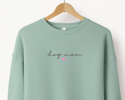 Dog Mom (Heart) Soft Sweatshirt, Dusty Blue
