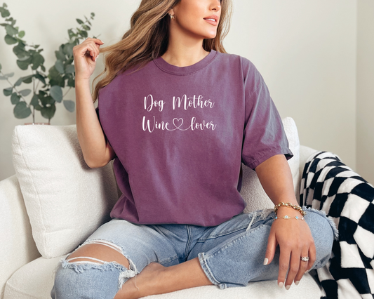 Dog Mother Wine Lover T-Shirt, Berry