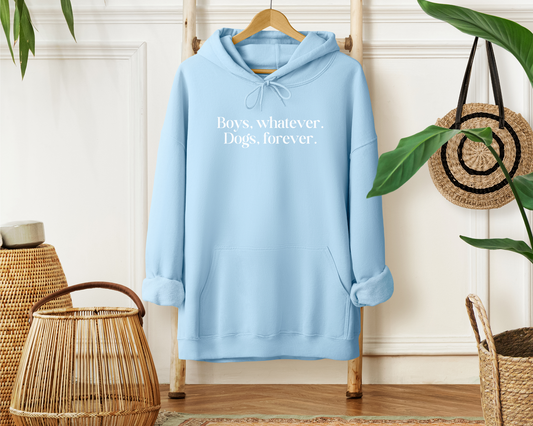 Boys Whatever Dogs Forever Hoodie, Light Blue